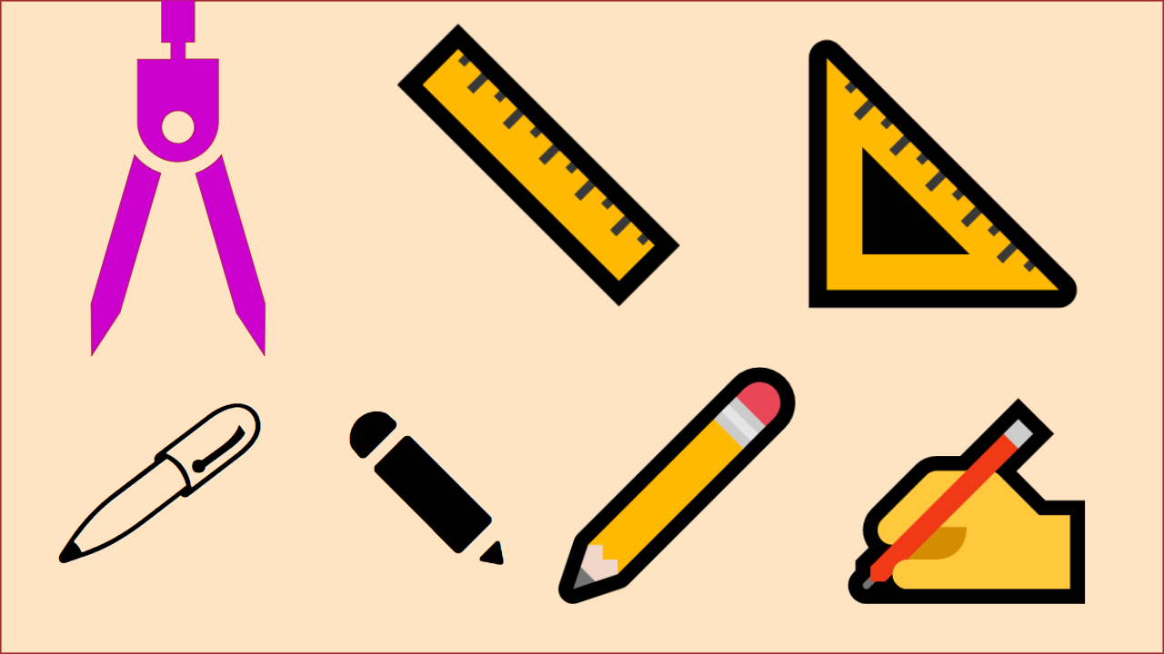 জ্যামিতিক চিত্র অংকনের যন্ত্রাংশ বা উপাদান চিত্র