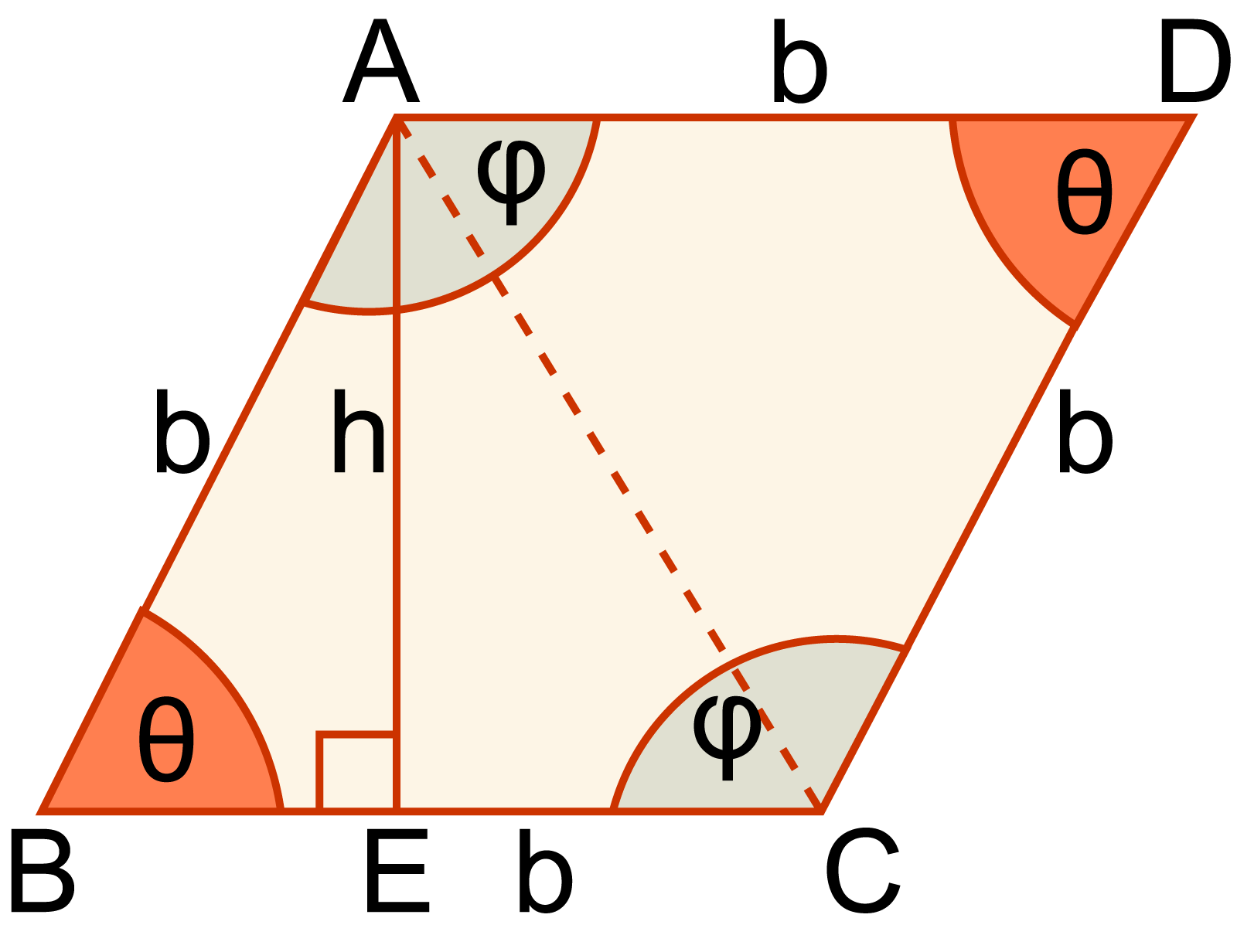 একটি রম্বসের ভূমি ও উচ্চতা চিত্র